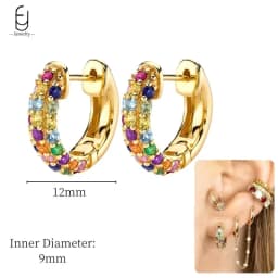 925 Sterling Silver Ear Needle Fashion Hoop Earrings Colorful Crystal Pendants Gold Earring Premium Luxury Women's Jewelry Gift