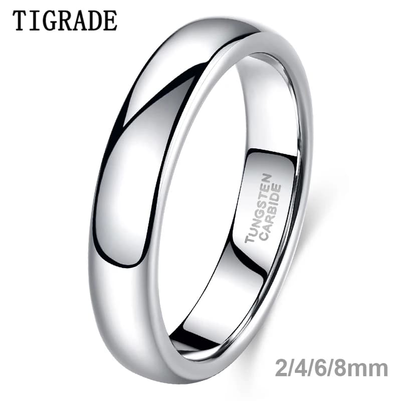 Tigrade Classic Jewelry 2/4/6/8mm Cute Men Women Simple Rings Polish100% Pure Tungsten Carbide Ring Wedding Band Engagement Ring