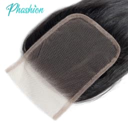 Phashion Ear to Ear 13X4 Lace Frontal Straight 4x4 5X5 Closure Only Body Wave Pre Plucked Swiss Transparent 100% Remy Human Hair