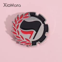 Antifascista Enamel Pins Theory Of Power Black Red Flag Logo Brooches Lapel Badges Pray For Peace Jewelry Gift For World Friends