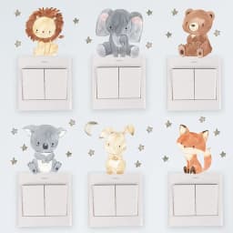2PC Cartoon Cute Africa Animals Wall Stickers Elephant Giraffe Bear Fox Kids Room Kindergarten Home Decoration