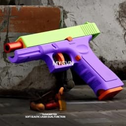 Multi-functional Soft Bullets Laser Toy Gun Shell Ejected Manual Continous Firing Double Mode Pistol with Target Cs Prop