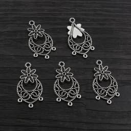 30pcs Antique Silver Plated Boho Vintage Flower Connector Charms Pendant DIY Necklace Bracelet Jewelry Making Findings Supplies