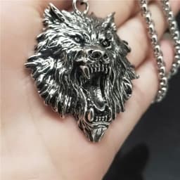 New Retro Trend Necklace Hip Hop Rock Raging Wolf Head Pendant Necklace Tide Fashion Domineering Men's Necklace Gift Accessories