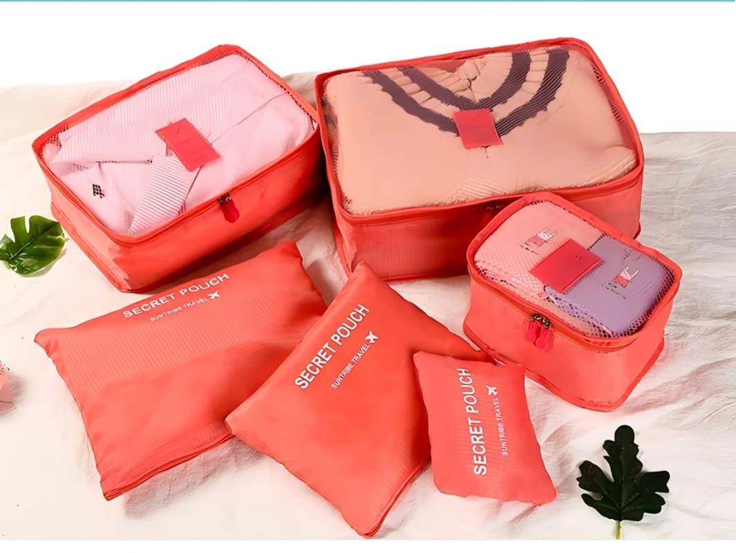 Homefish 6Pcs Oxford Waterproof Fabric Packing Cubes Travel Storage Organizer For Clothes Shoes Underwear Suitcase Luggage