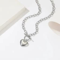 Fashion Titanium Steel Set Peach Heart Set Necklace Bracelet O-shaped Chain For Men And Women