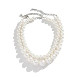 2Pcs/Set Exaggerated Big Imitation Pearl Clavicle Chain Necklace for Women Wed Bridal Goth Beads Choker Grunge Jewelry Steampunk