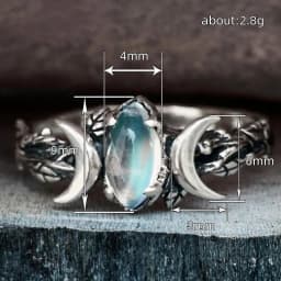 Huitan Imitation Moonstone Moon Ring for Women Vintage Party Jewelry Delicate Bohemian Style Finger Accessories for Party