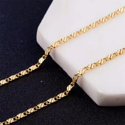 Fashion 18K Gold Necklace 2MM 16/18/20/22/24/26/28/30 Inch Side Chain Necklace For Women Men Jewelry 925 Silver Necklace