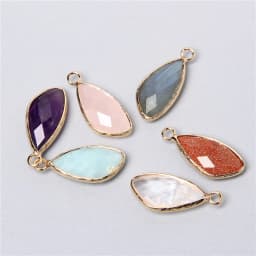 2pcs Natural Rose Clear Pink Quartz Labradorite Amethysts Stone Charm Pendant for Necklaces Earrings Jewelry Making Accessories