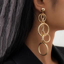 Punk Long Big Circle Link Chain Earrings for Women Hiphop Statement Large Drop Earrings Fashion 2021 Earring Jewelry Gift