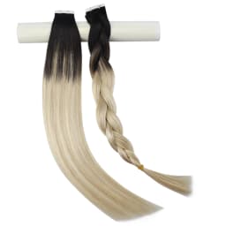 Moresoo Human Hair Extensions Tape in Invisible Balayage Hair Extensions 50G Machine Remy Straight Tape in Natural Straight Hair