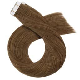 Moresoo Human Hair Extensions Tape in Invisible Balayage Hair Extensions 50G Machine Remy Straight Tape in Natural Straight Hair