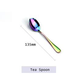 JANKNG Stainless Steel Dinnerware Set Rainbow Colorful Cutlery Dishwasher Safe Dinner Western Tableware Kitchen Accessories