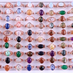 10Pcs/Lot Fashion Bohemian Natural Stone Rings Jewelry Men's Women's Rings Daily Party Jewelry Randomly Shipped