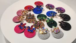 Fashion Ethnic Style Cotton Cord Weave Round Ear Accessories Vintage Sparkly Crystal Dangle Earrings For Women Luxury Jewelry
