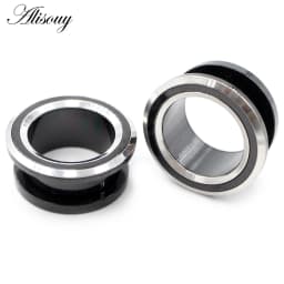 Alisouy 2PCS 6-25mm Stainless Steel Unscrew Round Ear Plugs Tunnels Expander Stretchers Gauges Earrings Piercing Body Jewelry