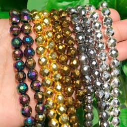 2/3/4/6/8/10mm Natural Faceted Hematite Beads Gold Silver Plated Round Loose Beads For Jewelry Making Diy Bracelet Accessories