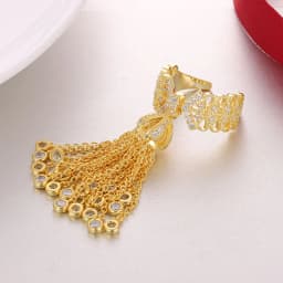 LXOEN Famous Brand Tassel Rings For Women Inlay Zirconia Adjustable Crown Ring Fashion bague