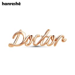 Hanreshe Gold Color Metal Doctor Brooch Pins Fashion Creative Letter Medical Jewelry Lapel Badge Gift for Doctor Nurse