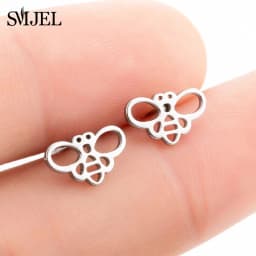 New Small Stainless Steel Earrings for Women Girls Black Animal Dog Paw Earrings Bee Cat Snake Hedgehog Piercing Jewelry Gifts