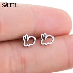 New Small Stainless Steel Earrings for Women Girls Black Animal Dog Paw Earrings Bee Cat Snake Hedgehog Piercing Jewelry Gifts