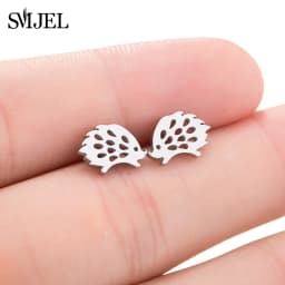 New Small Stainless Steel Earrings for Women Girls Black Animal Dog Paw Earrings Bee Cat Snake Hedgehog Piercing Jewelry Gifts