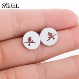 New Small Stainless Steel Earrings for Women Girls Black Animal Dog Paw Earrings Bee Cat Snake Hedgehog Piercing Jewelry Gifts