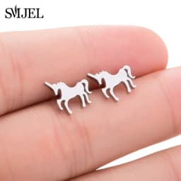 New Small Stainless Steel Earrings for Women Girls Black Animal Dog Paw Earrings Bee Cat Snake Hedgehog Piercing Jewelry Gifts