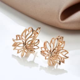 Kinel Hot Fashion Glossy Dangle Earrings 585 Rose Gold Simple Leaf Earrings For Women High Quality Daily Fine Jewelry