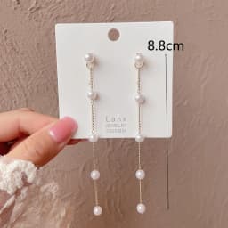 Trend Simulation Pearl Long Earrings Female Moon Star Flower Rhinestone Wedding Pendant Fashion Korean Jewelry Wholesale