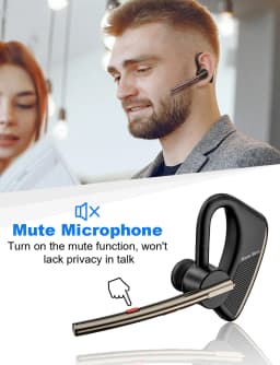New Bee M50 Bluetooth Headset Wireless Earpiece Earphones 24 Hrs Talk Time V5.2 Headphones with Dual Mic CVC8.0 Handsfree