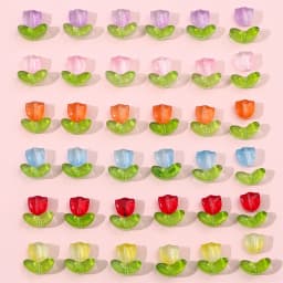 25Sets Jelly Powder Gradient Glass Tulip Petal Beaded Material DIY Handmade Bracelets, Earrings, Accessories, Hairpins