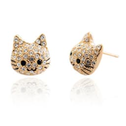 Cute Girl Cat Stud Earrings Exquisite Women's Earrings Fashion Accessories Party Jewelry Full Rhinestone Stud Earrings Girl Gift