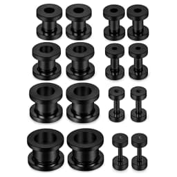 Screw Fit Ear Gauges Surgical Steel Tunnel Expander Earrings Earlobe Plugs Stretching Body Piercing Jewelry Set for Women Men