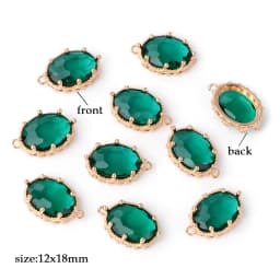 Fashoin Crystal Glass Pendant Oval Shape Rhinestone Charms for Vintage Women's Earrings Bracelet DIY Crafts Supply 5pcs