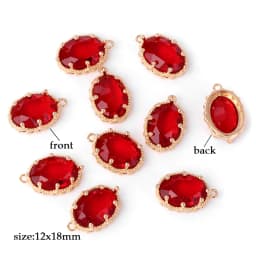Fashoin Crystal Glass Pendant Oval Shape Rhinestone Charms for Vintage Women's Earrings Bracelet DIY Crafts Supply 5pcs