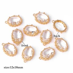 Fashoin Crystal Glass Pendant Oval Shape Rhinestone Charms for Vintage Women's Earrings Bracelet DIY Crafts Supply 5pcs