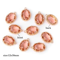Fashoin Crystal Glass Pendant Oval Shape Rhinestone Charms for Vintage Women's Earrings Bracelet DIY Crafts Supply 5pcs
