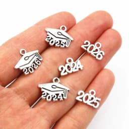 50pcs 9x14mm Year Number 2025 2026 2027 Pendant Charms DIY Jewelry Making Jewelry Finding Antique Silver Plated Accessories