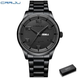 CRRJU Business Men Luxury Watches Stainless Steel Quartz Auto Date Clock with Luminous Hands Relogio Masculino