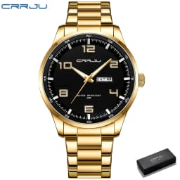 CRRJU Business Men Luxury Watches Stainless Steel Quartz Auto Date Clock with Luminous Hands Relogio Masculino