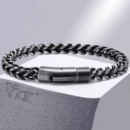 Vnox 6.3mm Vintage Bracelets for Men, Double Layer Cuban Chain, Franco Foxtail Chain Bracelet, Retro Srainless Steel Wristband