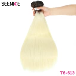 Straight Hair Bundles Synthetic Natural Hair Weaving Brown 613 Bundles Hair Extensions Ombre Red Blonde Weave Long Fake Hair