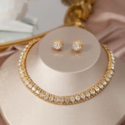 FYUAN Luxury Necklace Earrings Sets Green Crystal Necklace Women Weddings Bride Jewelry Accessories