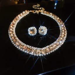 FYUAN Luxury Necklace Earrings Sets Green Crystal Necklace Women Weddings Bride Jewelry Accessories