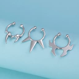 1-3pcs Fake Clip on Nose Rings Hoop Septum Non Piercing Nose Cuff Stainless Steel Horseshoe Punk for Men Women Body Jewelry