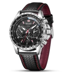 MEGIR Fashion Man's Quartz Analog Wristwatch Brand Waterproof Luxury Leather Watches for Men Casual Black Watch Male 1010
