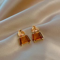 Geometric Trapezoidal Crystal Drop Earrings For Women Vintage Korean Fashion Jewelry Wedding Party Girl Elegance