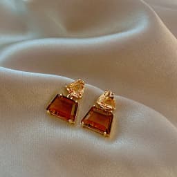 Geometric Trapezoidal Crystal Drop Earrings For Women Vintage Korean Fashion Jewelry Wedding Party Girl Elegance